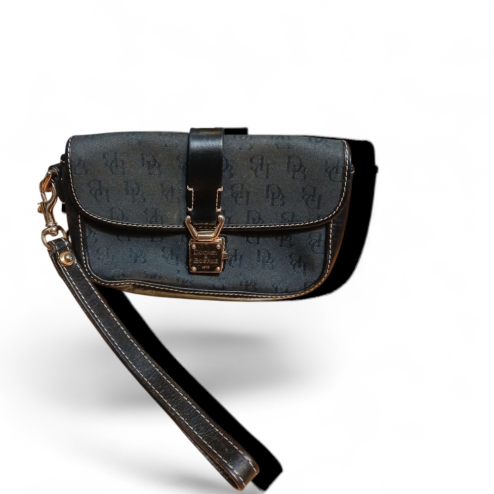 Dooney & Bourke Black and Gold Wristlet Clutch